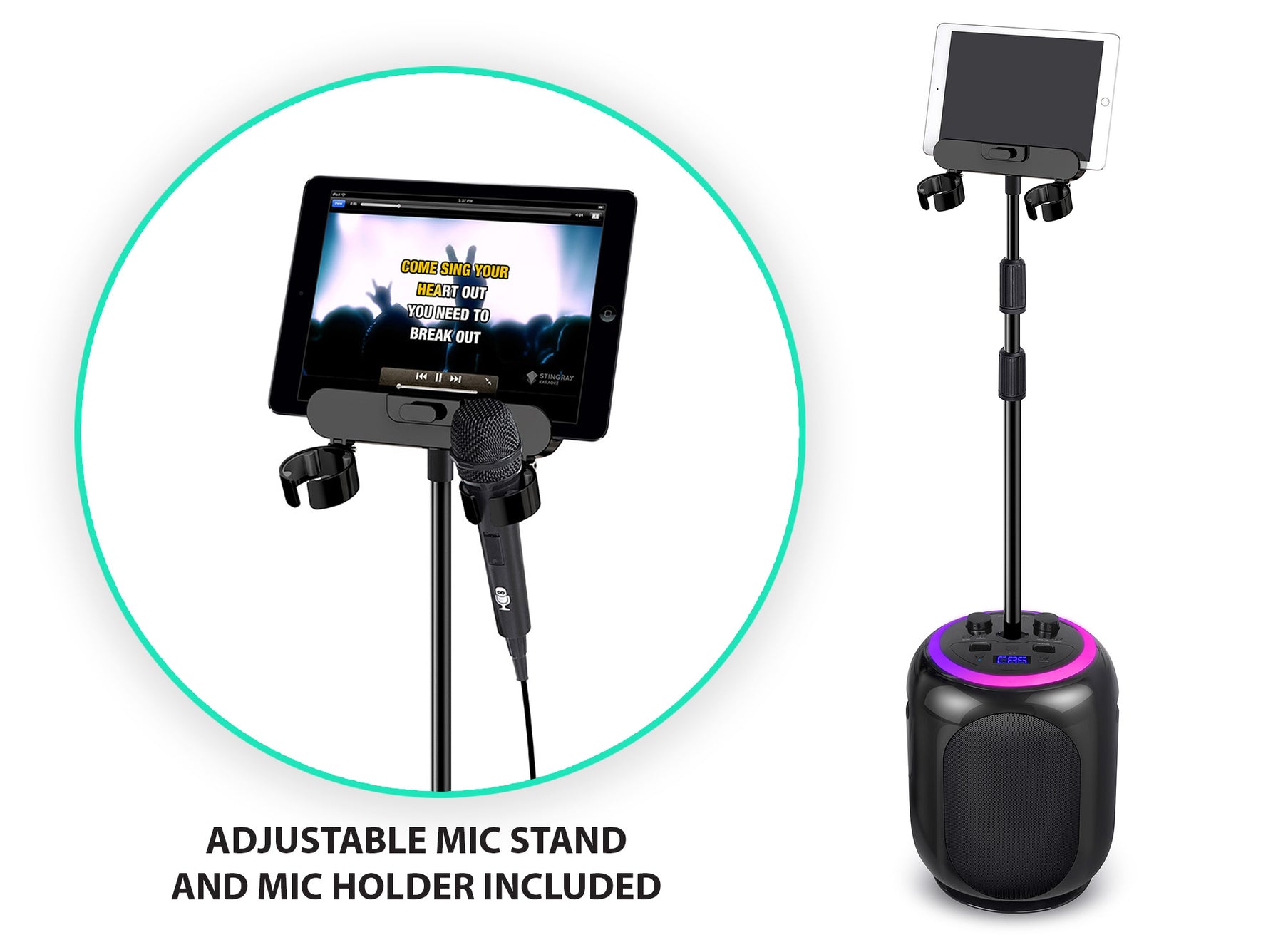 Singcast Max - Singing Machine Sing Cast Max Stand-Alone Karaoke Machine, Stand, & LED Lights