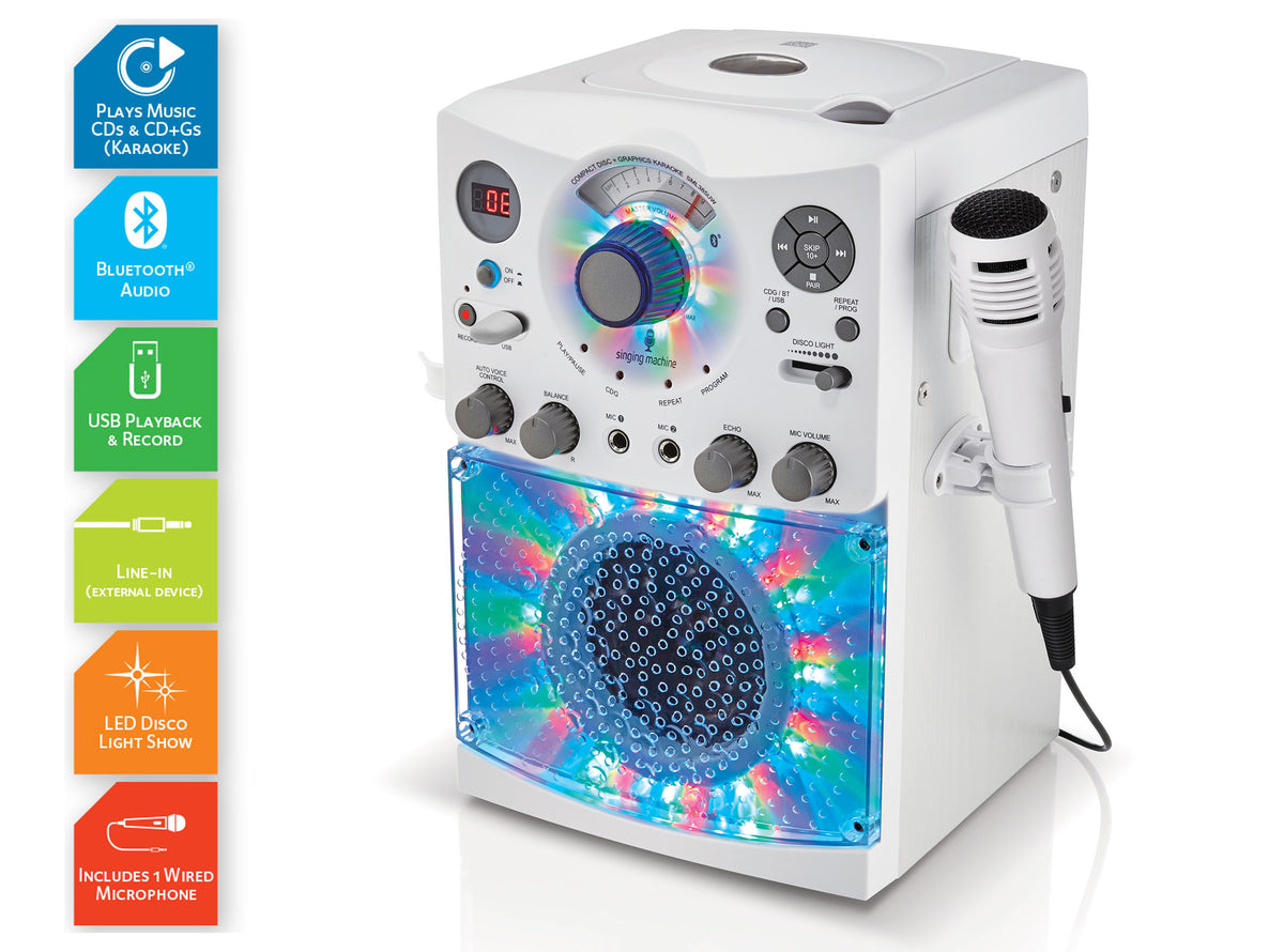 Singing Machine Bluetooth Karaoke System with Disco Lights