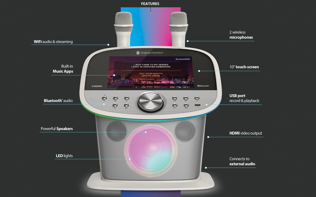 Platinum Plus - Premium Wi-Fi Karaoke Machine with Built-in Music Apps (YouTube, Spotify, Apple Music, Pandora and Singing Machine Karaoke)