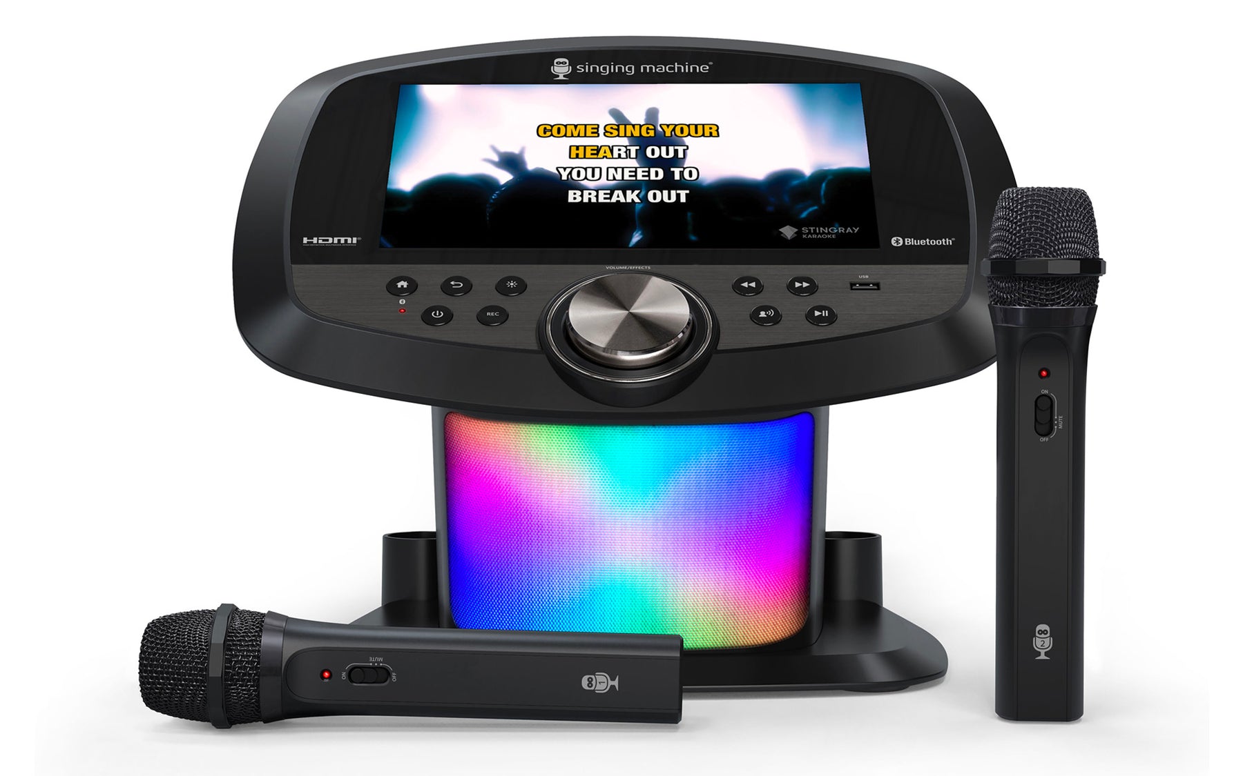 Singing Machine Wi-Fi Karaoke Hub with 10.1 LCD touchscreen display, 2  Wireless Microphones, Black