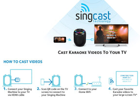 Singcast Max - Singing Machine Sing Cast Max Stand-Alone Karaoke Machine, Stand, & LED Lights