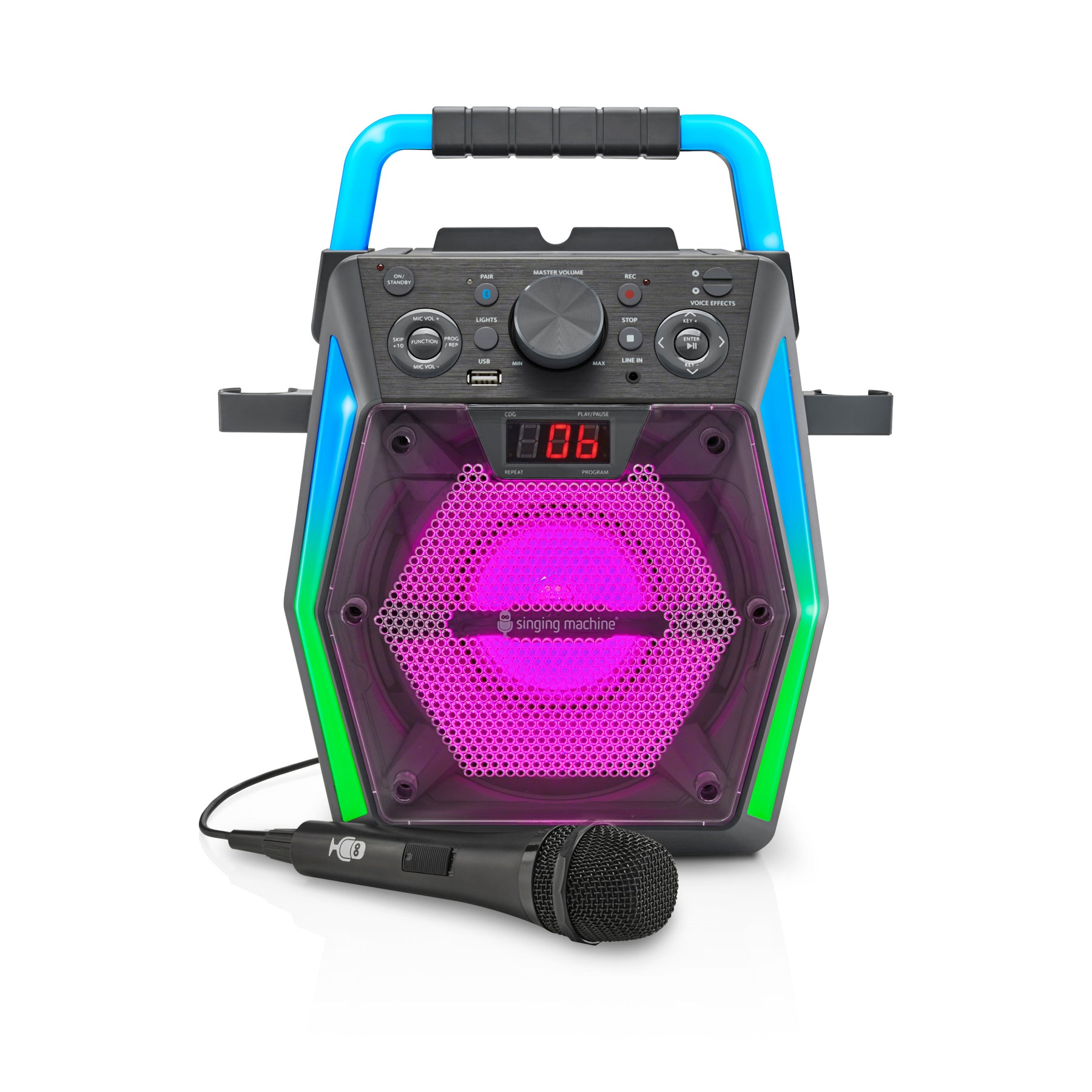  Singing Machine Karaoke Machine for Kids and Adults with Wired  Microphone - Built-In Speaker with LED Disco Lights - Wireless Bluetooth,  CD+G & USB Connectivity - Black [ Exclusive] : Everything
