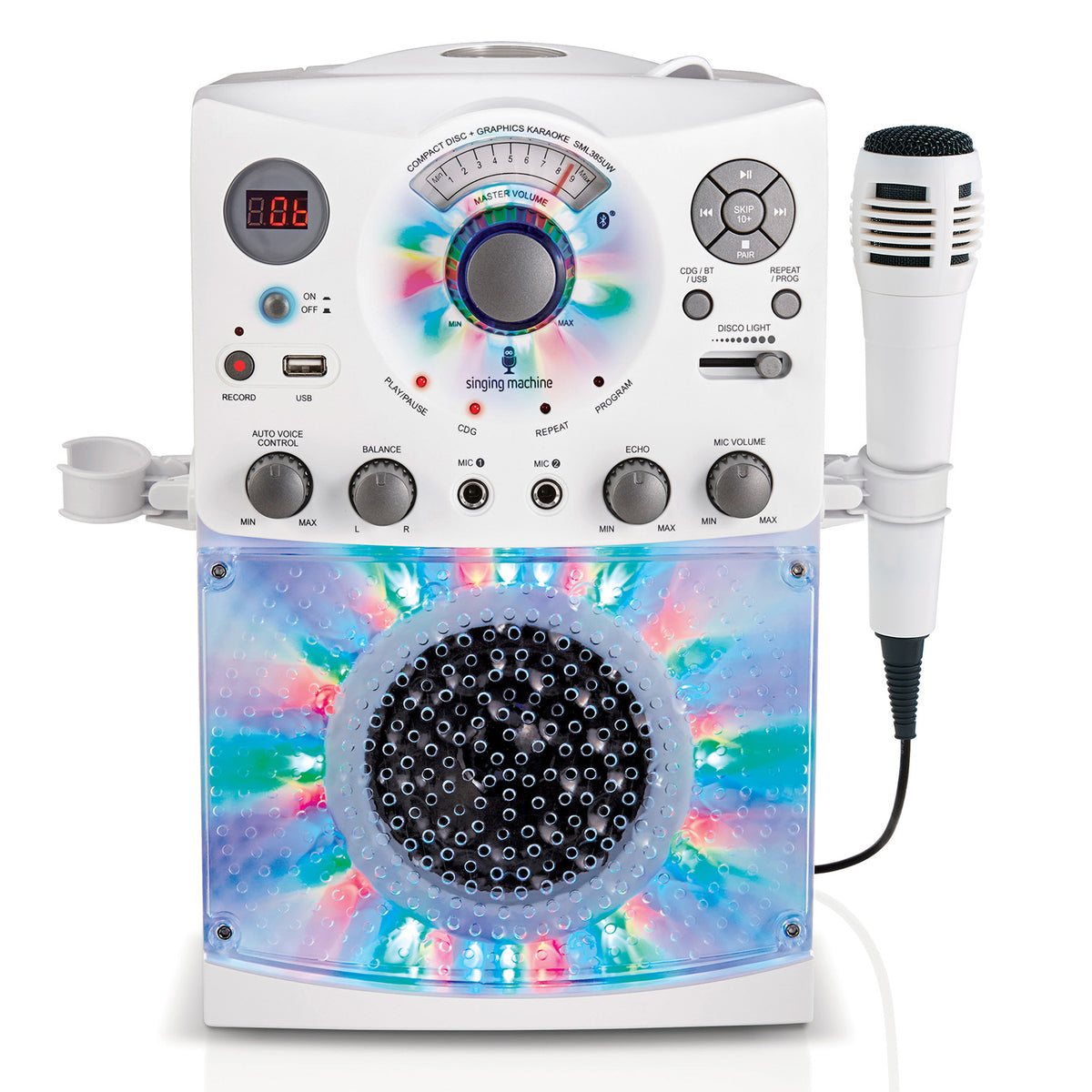 The Singing Machine outlet SML343 Portable CDG + Bluetooth Karaoke System with LED Disc